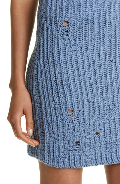 Shop Jw Anderson Distressed Sweater Miniskirt In Denim Melange