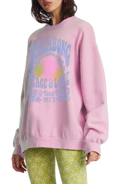 Shop Billabong Ride In Cotton Blend Graphic Sweatshirt In Washed Pink