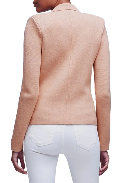 Shop L Agence Sofia Cotton Blend Cardigan Blazer In Dusty Pink