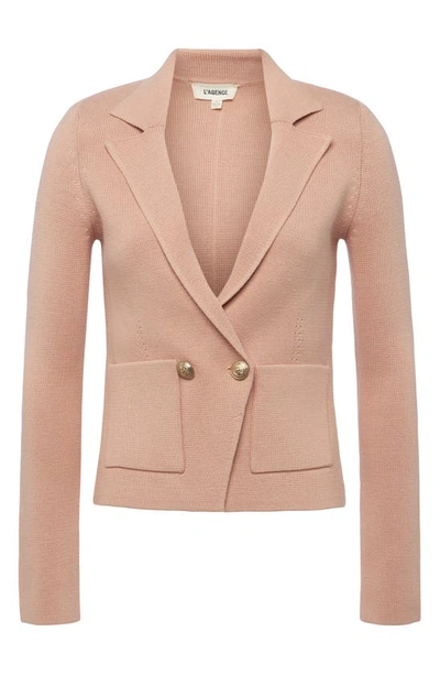 Shop L Agence Sofia Cotton Blend Cardigan Blazer In Dusty Pink