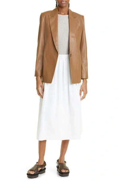Shop Vince Straight Fit Leather Blazer In Amber Wave