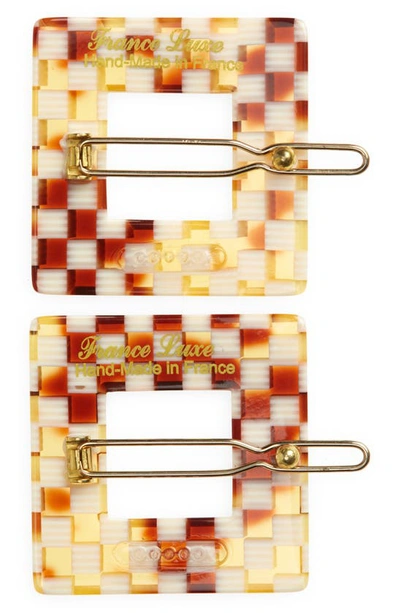 Shop France Luxe Assorted 2-pack Cutout Barrettes In Damier