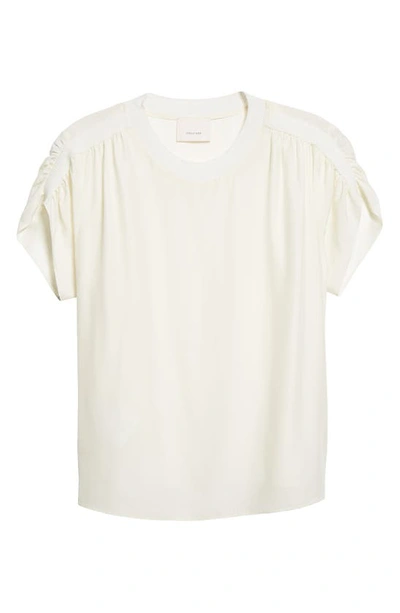 Shop Cinq À Sept Lorainne Ruched Dolman Sleeve Silk Top In Ivory