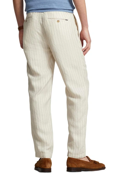Shop Polo Ralph Lauren Prepster Slim Fit Stripe Linen Blend Pants In Andover Cream Pinstripe
