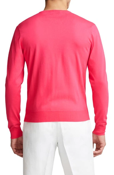 Shop Ralph Lauren Purple Label Cotton Crewneck Sweater In Fandago Pink
