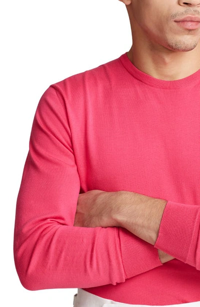 Shop Ralph Lauren Purple Label Cotton Crewneck Sweater In Fandago Pink
