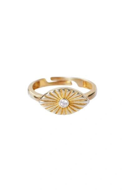 Shop Argento Vivo Sterling Silver Sun Ray Evil Eye Ring In Gold