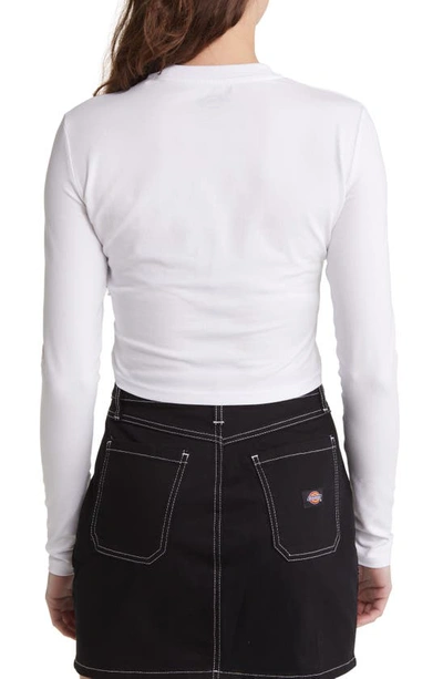 Dickies Maple Valley Long Sleeve Stretch Cotton Crop Logo Tee In White