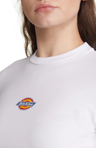 Dickies Maple Valley Long Sleeve Stretch Cotton Crop Logo Tee In White
