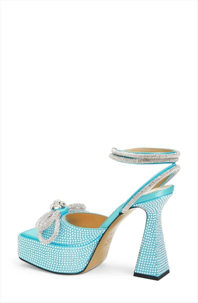Mach&mach Double Bow Crystal Platform Sandal In Ocean Blue