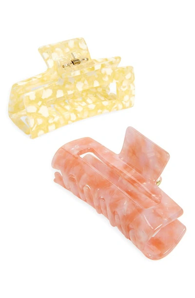 Shop Tasha Assorted 2-pack Rectangular Jaw Hair Clips In Blush Butter