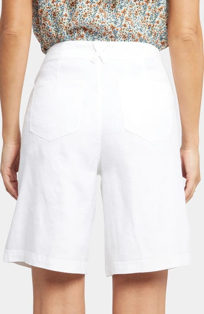 Shop Nydj Linen Blend Bermuda Shorts In White