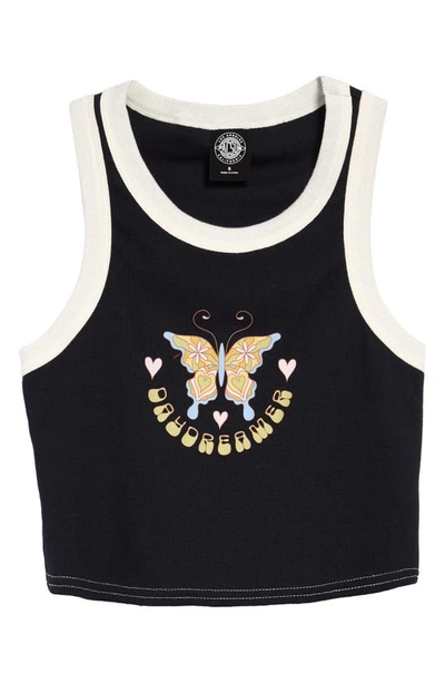 Shop Pacsun Butterfly Daydreamer Stretch Cotton Crop Tank In Anthracite