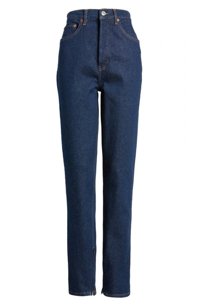 Re/done Super High Drainpipe Zip-hem Jeans In Rigid Like