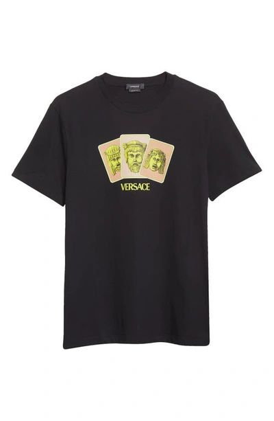 Shop Versace Mask Card Graphic Tee In Black