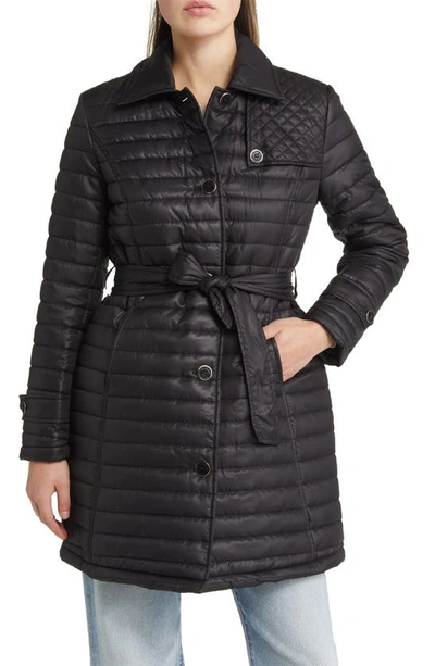 Via Spiga Water Resistant Quilted Trench Coat In Black