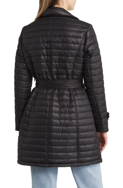 Via Spiga Water Resistant Quilted Trench Coat In Black