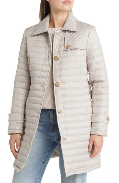 Shop Via Spiga Water Resistant Quilted Trench Coat In Oyster