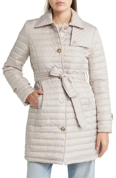 Shop Via Spiga Water Resistant Quilted Trench Coat In Oyster