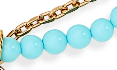 Shop Versace Cutlery Charm Beaded Bracelet In Gold/ Turquoise