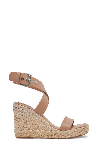 Shop Dolce Vita Aldona Ankle Wrap Wedge Sandal In Cafe Leather