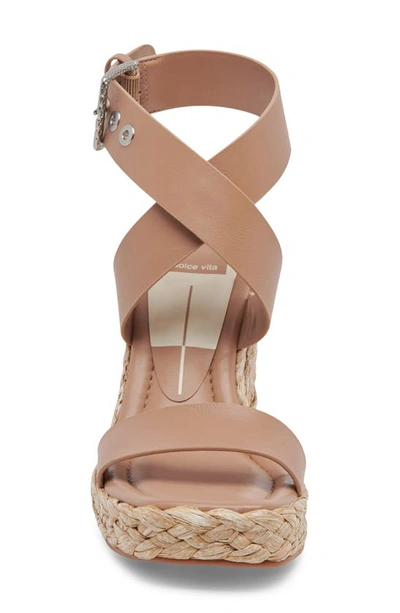 Shop Dolce Vita Aldona Ankle Wrap Wedge Sandal In Cafe Leather
