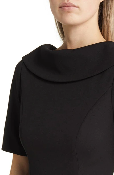 Shop Adrianna Papell Foldover Neck V-back Sheath Dress In Black