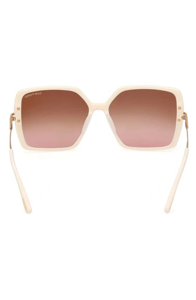 Shop Tom Ford Joanna 59mm Gradient Butterfly Sunglasses In Shiny Ivory Deep Gold / Amber