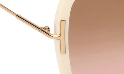 Shop Tom Ford Joanna 59mm Gradient Butterfly Sunglasses In Shiny Ivory Deep Gold / Amber