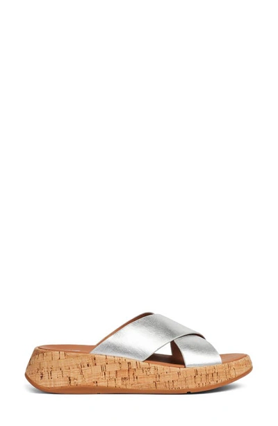 Shop Fitflop F-mode Metallic Slide Sandal In Silver