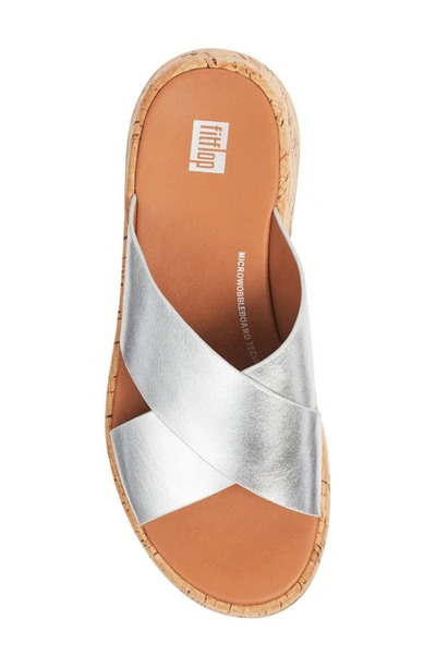 Shop Fitflop F-mode Metallic Slide Sandal In Silver