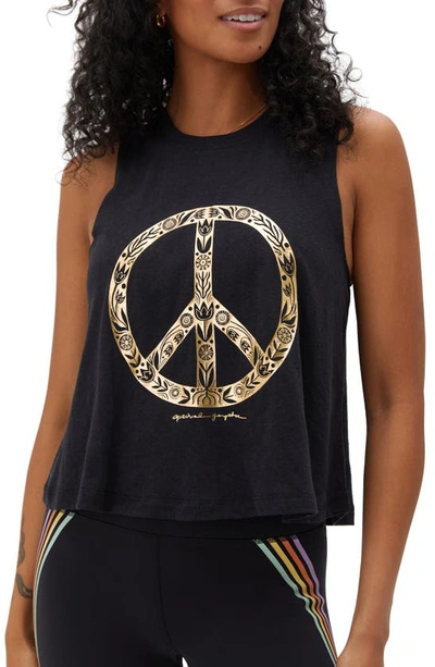 Shop Spiritual Gangster Peace Sign Graphic Crop Tank In Black