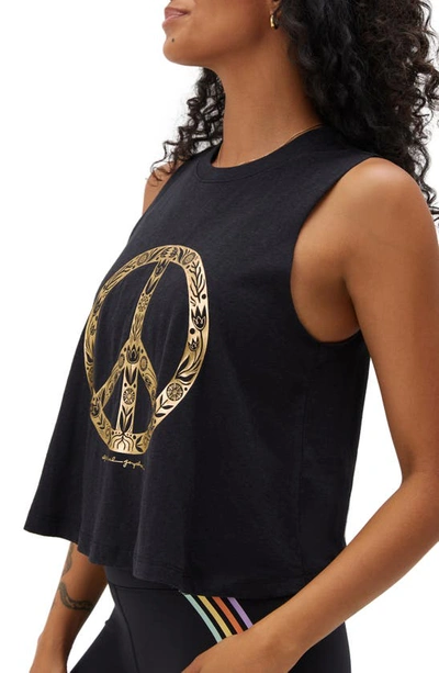 Shop Spiritual Gangster Peace Sign Graphic Crop Tank In Black