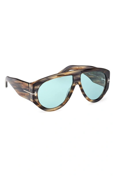 Shop Tom Ford Bronson 60mm Polarized Pilot Sunglasses In Havana/ Other / Blue
