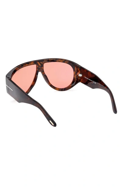 Shop Tom Ford Bronson 60mm Polarized Pilot Sunglasses In Dark Havana / Bordeaux