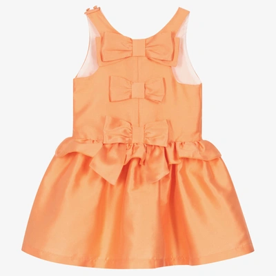 Shop Balloon Chic Girls Orange Cotton & Silk Bows Dress