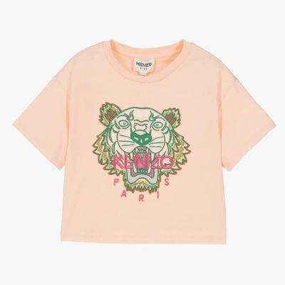 Shop Kenzo Kids Girls Pink Cotton Glitter Tiger T-shirt