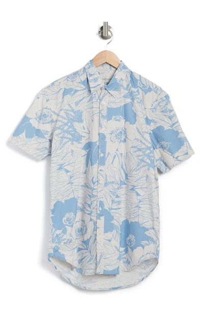 Shop Coastaoro Astor Printed Short Sleeve Shirt In Aster Blue