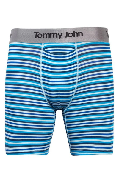 Shop Tommy John Second Skin 6-inch Boxer Briefs In Crystal Blue Globe Stripe