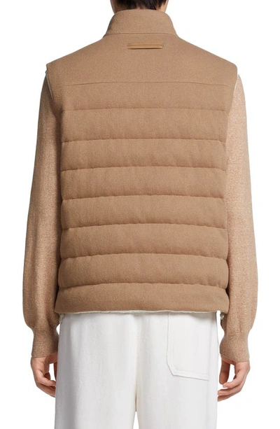 Shop Zegna Oasi Elements Channel Quilted Cashmere Down Jacket In Oatmeal
