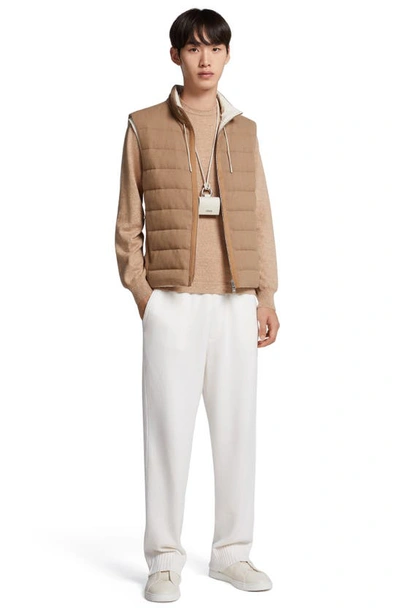 Shop Zegna Oasi Elements Channel Quilted Cashmere Down Jacket In Oatmeal