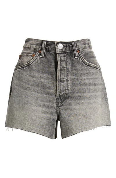 Shop Re/done '50s Cutoff Mid Rise Cotton Denim Shorts In Midnight Ash