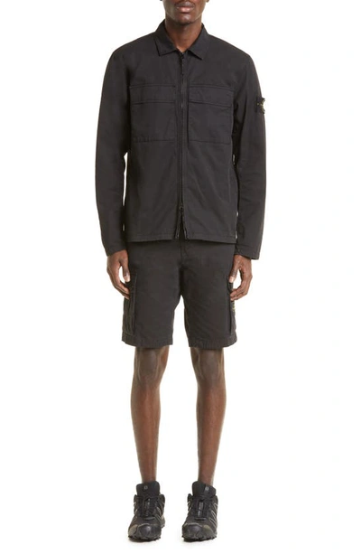 Stone Island Men Slim-fit Cargo Bermuda Shorts With Zip Pockets In Black