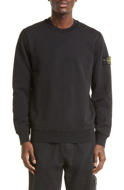 Shop Stone Island Logo Patch Cotton Sweatshirt In Black