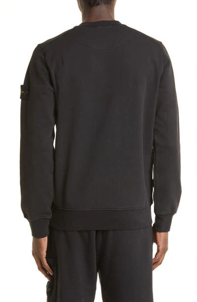 Shop Stone Island Logo Patch Cotton Sweatshirt In Black