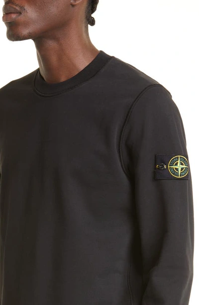 Shop Stone Island Logo Patch Cotton Sweatshirt In Black