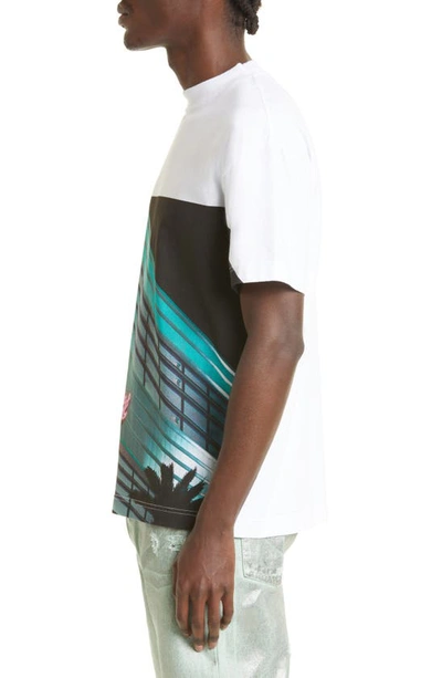 Shop Palm Angels Getty Miami Graphic Tee In White Multicolor
