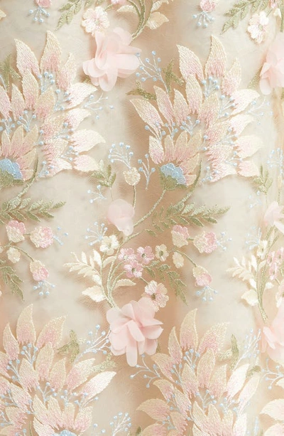Shop Eliza J Floral 3d Embroidered Halter Neck Gown In Pink Champagne
