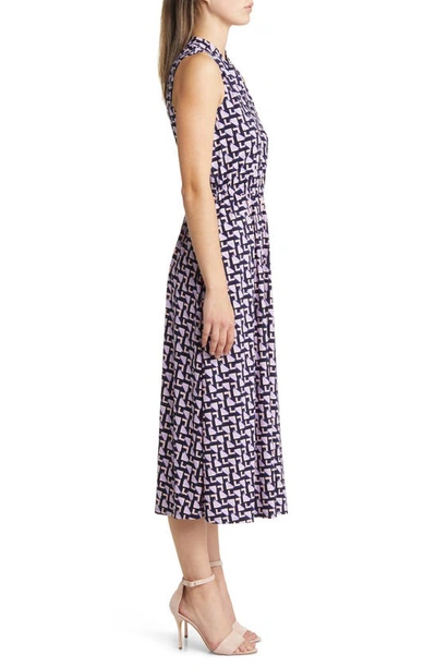 Shop Anne Klein Jenna Geo Print Midi Dress In Lilac Petal Multi