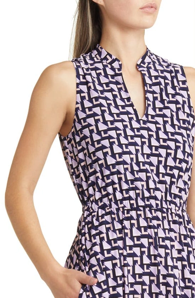 Shop Anne Klein Jenna Geo Print Midi Dress In Lilac Petal Multi